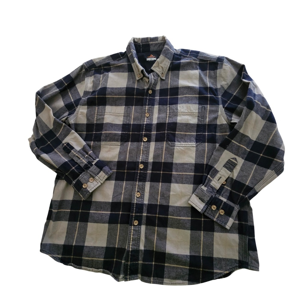 Ridgecut Toughwear‎ Mens XL Flannel Shirt Navy Blue Grey Plaid Cotton RC11011